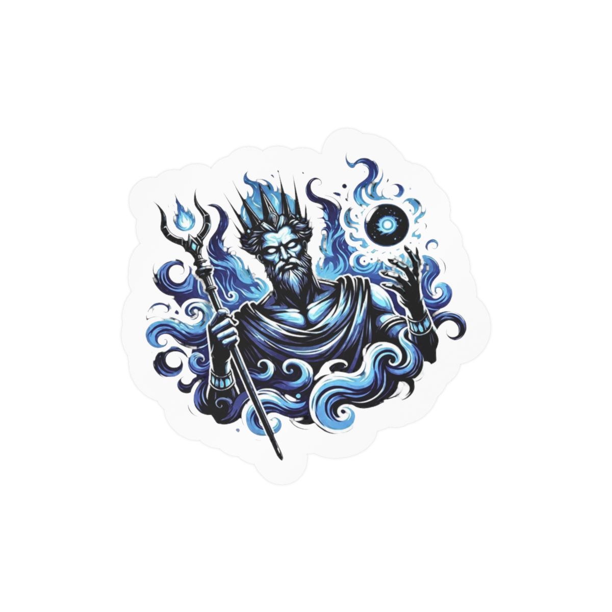 Hades Sticker with Blue Flames for Laptop Water Bottle - Official stickers merchandise